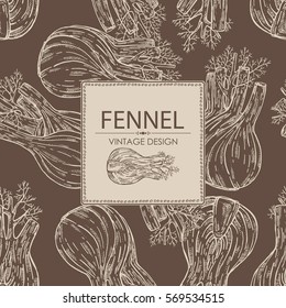 Background with fennel. hand drawn.