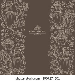 Fondo con hongo y botella de aceite de aguacate. Ilustración dibujada a mano por el vector