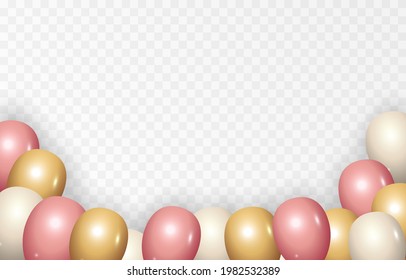 Background with festive balloons. Vector balloons, holiday, birthday. Balloons PNG.