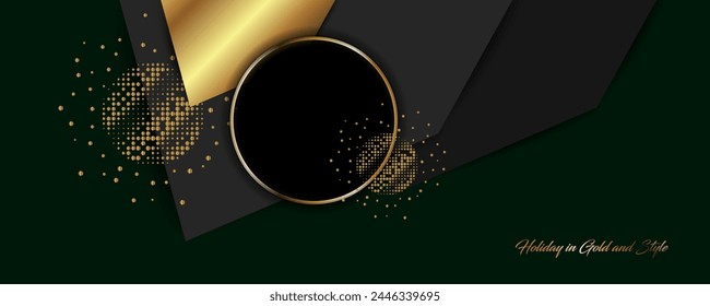 Background of Festive decoration in Gold and Style gold design black background abstract shiny color golden