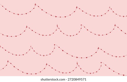 Un fondo de guirnaldas festivas con corazones al azar