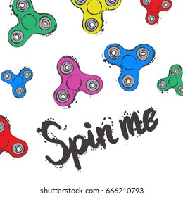 Background with fidget spinner text hand lettering calligraphy
