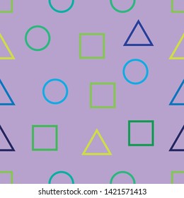 Background of the figures. Seamless pattern of geometric shapes. Childhood pattern with simple geometric shapes. 