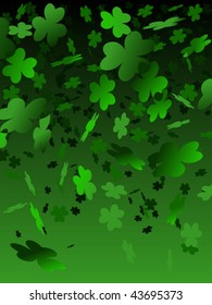 Background filled with falling, tumbling, green clover