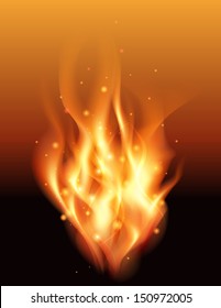 A background filled with glowing fire and burning embers. EPS 10. File contains transparencies and gradient mesh.