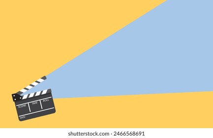 Background film clapper board icon on color background. Blank movie clapper cinema vector illustration. Negative space and copy space.