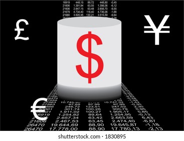 background with financial data and currency sign