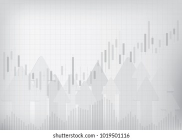 Background for financial presentation. about finance stock market. Candlestick chart , Arrow symbol show up the power to make graph trends on gradient gray background. Vector illustrator.