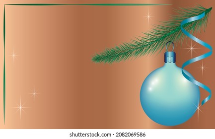 Background with a fir branch and a toy. Vector illustration.