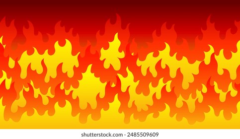 Background with fire flames. Illustration of fire flames on red background.