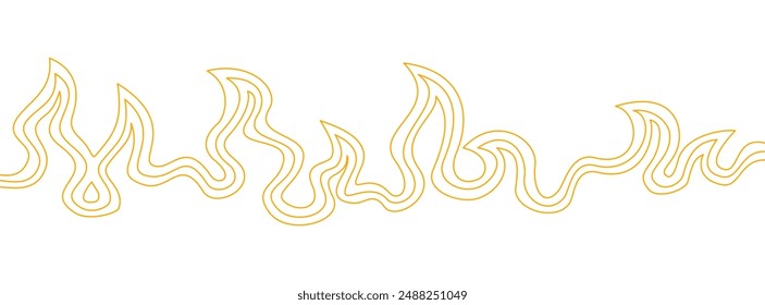 Background with fire lines. Decorative flame lines. Outline of flames as a background. Fire border pattern. Continuous fire line design. Flame outline background.