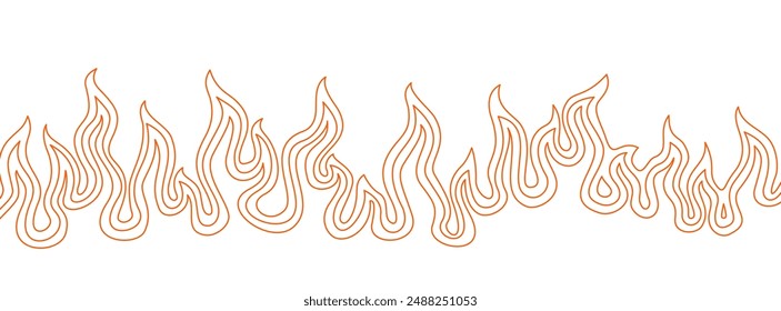 Background with fire lines. Decorative flame lines. Outline of flames as a background. Fire border pattern. Continuous fire line design. Flame outline background.