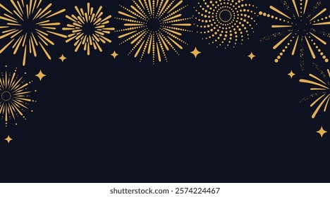 Background with fireworks. Celebration, winner, party, New Year, anniversary poster and banner design. Vector illustration