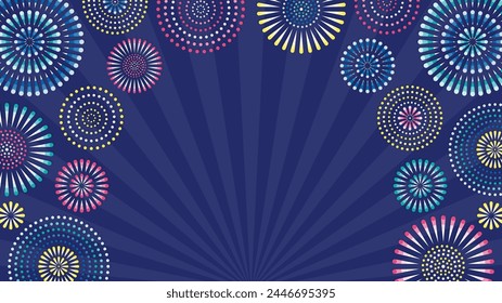 Background of fireworks and concentrated lines