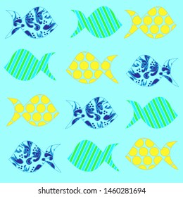 background with fish patterns in delicate colors