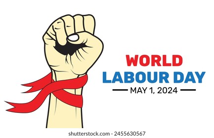 Background of fist for World Labour day1 May with isolated white Background. Vector Illustration