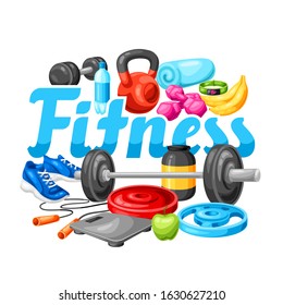 Background Fitness Equipment Sport Bodybuilding Items Stock Vector ...