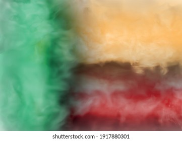 fondo de la bandera de humo benín y nubes. Ilustración del vector