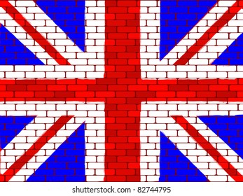Background a flag of England on a brick wall in a vector