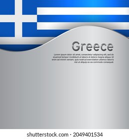 Background with flag of greece. Greece flag on a metal background. State greek patriotic banner, flyer. National poster design. Business booklet. Wave pattern. Vector illustration