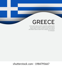 Antecedentes con bandera de grecia. Bandera griega de fondo blanco. Cartel patriótico griego del estado, volante. Diseño de afiches nacionales. Folleto de negocios. Patrón de ondas. Ilustración del vector