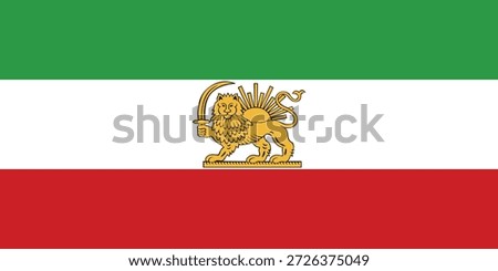 Background flag of Iran and Persia. Lion and sun symbol