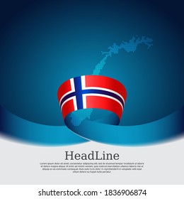 Background with flag of norway. National norwegian poster. Flag of norway, mosaic map on a blue white background. Vector design state patriotic banner, cover, business flyer