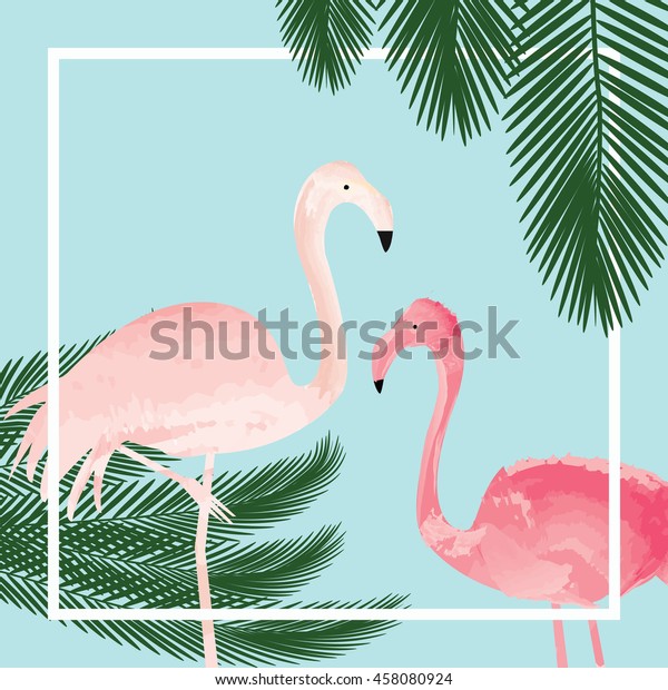 palm tree and flamingo svg