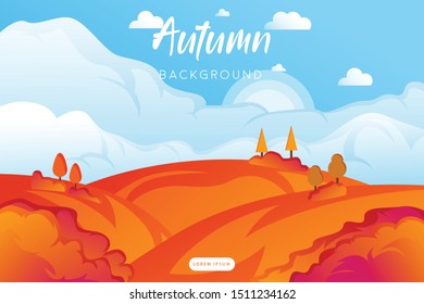 Background of flat autumn landscape.