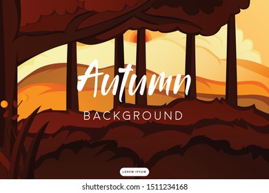 Background of flat autumn landscape.