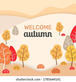 Background of flat autumn landscape. - Vector.