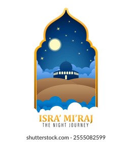 Background Flat Design Al Aqsa Mosque, Isra' Mi'raj, The Night of Journey