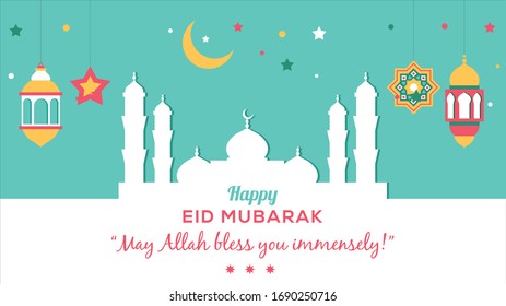 Background Flat Design Happy Eid Mubarak