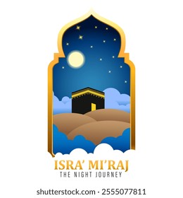 Background Flat Design Mosque, Isra' Mi'raj, The Night of Journey