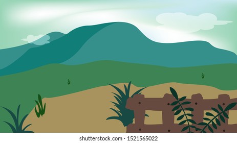 Background flat design with smooth gradient color.
Natural landscape with trees and blue sky.