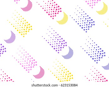 Background with a flat geometric design with dots memphis in the style of 80's. Vector illustration