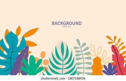 background with flat illustration of plants, illustration of leaf and plants, vector, summer background - Shutterstock ID 1807168936