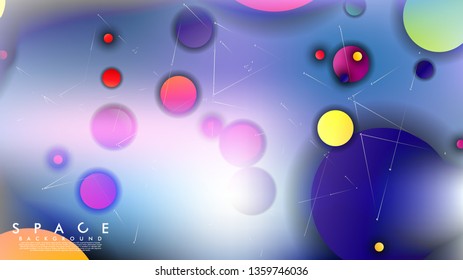Background of Flat Space with planets and stars. Vector illustration of galaxy