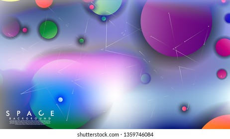 Background of Flat Space with planets and stars. Vector illustration of galaxy