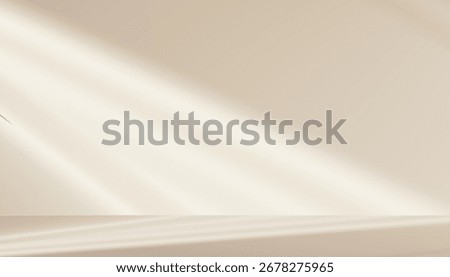 Background floor room.3d Empty cream,white color texture for summer banner.Vector kitchen with spring light on wall space. Interior template for digital mockup present,Autumn light,shadow on stage podium