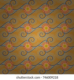 Background floral design for wedding, engagement, cosmetics, perfume, beauty products. Best for wrapping paper. Vector seamless pattern with abstract yellow, blue and gray flowers.