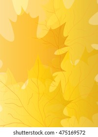 background with floral elements. Maple leaves on a yellow background.
