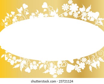 background with floral elements on gold - vector image