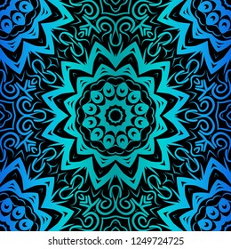 Background, Floral Geometric Seamless Pattern . Vector Illustration. For Design, Fashion, Print, Interior. Glow color.
