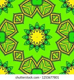Background, Floral Geometric Seamless Pattern . Vector Illustration. For Design, Fashion, Print, Interior. Glow color.