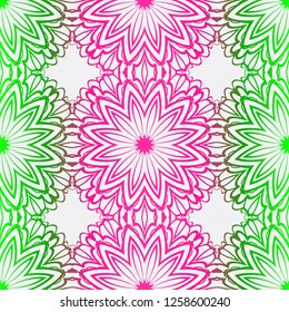 Background, Floral Geometric Seamless Pattern . Vector Illustration. For Design, Fashion, Print, Interior. Glow color.