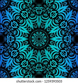 Background, Floral Geometric Seamless Pattern . Vector Illustration. For Design, Fashion, Print, Interior. Glow color.