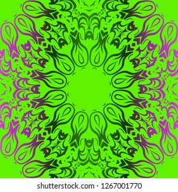 Background, Floral Geometric Seamless Pattern . Vector Illustration. For Design, Fashion, Print, Interior. Glow color.