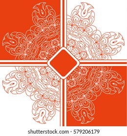 Background floral mandala pattern. orange and white. Tribal mandala pattern. Ethnic, fabric, motifs. Vector, abstract mandala flower. Decorative elements for design. EPS 10