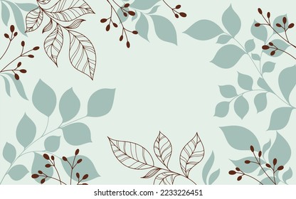 background with floral motifs twigs with leaves and twigs with berries